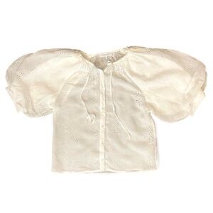 Frame Eyelet Puff Sleeve Blouse